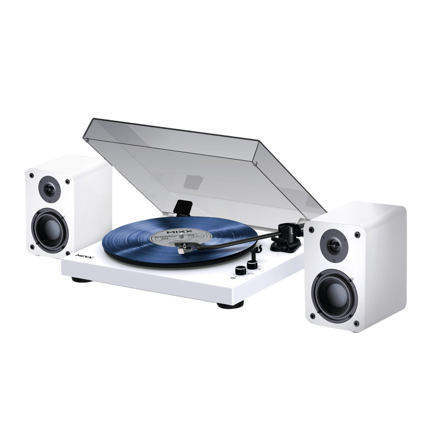 Mixx Analog System 5 Stereo Vinyl Record Player + Wireless Speakers - White Platenspeler Wit