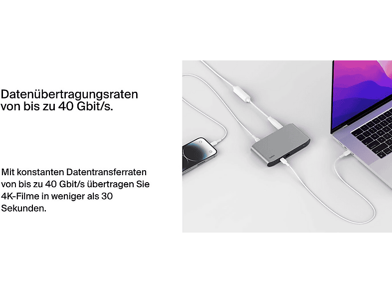 Thumbnail - BELKIN Connect Thunderbolt 4 Docking Station, Silber