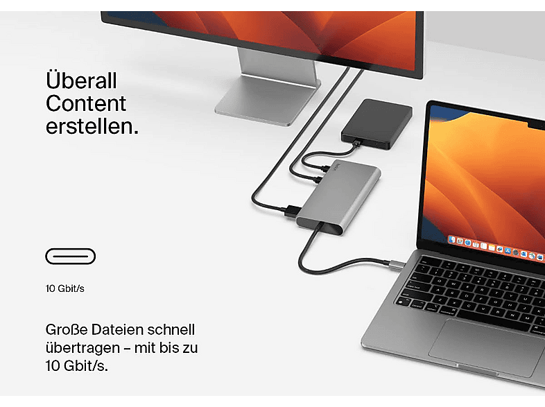 Thumbnail - BELKIN Universal USB-C-8-in-1-Core-Hub Docking Station, Silber