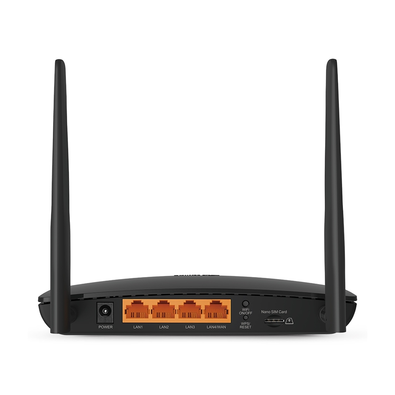 Router nero con due antenne.