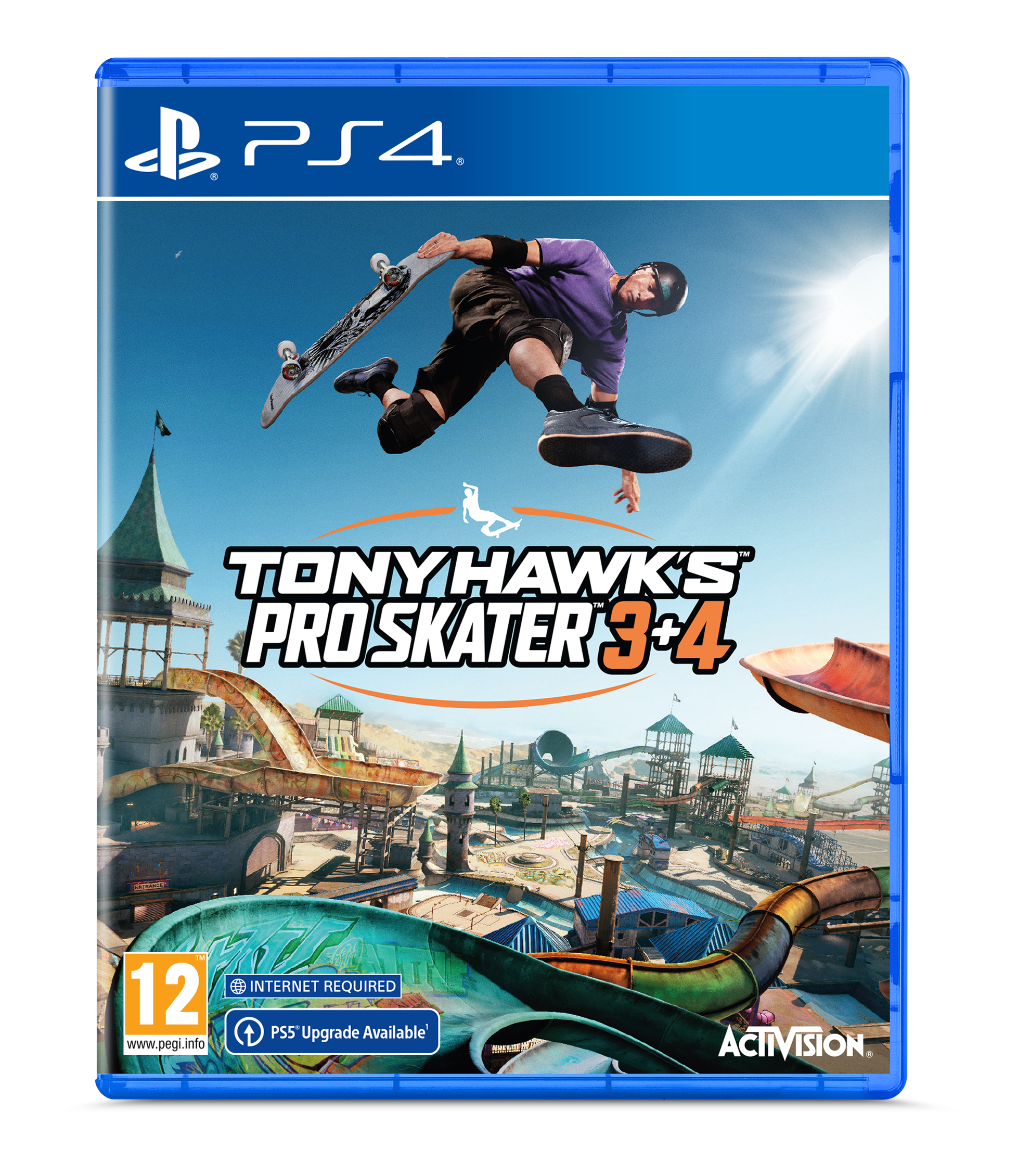 Spielcover: Skateboarder in der Luft. Titel: Tony Hawk's Pro Skater 3+4.