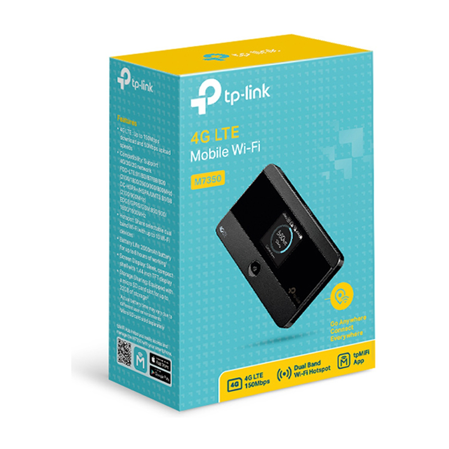 Una scatola del router wifi che dice '4G LTE Mobile Wi-Fi'. La scatola è blu e bianca.