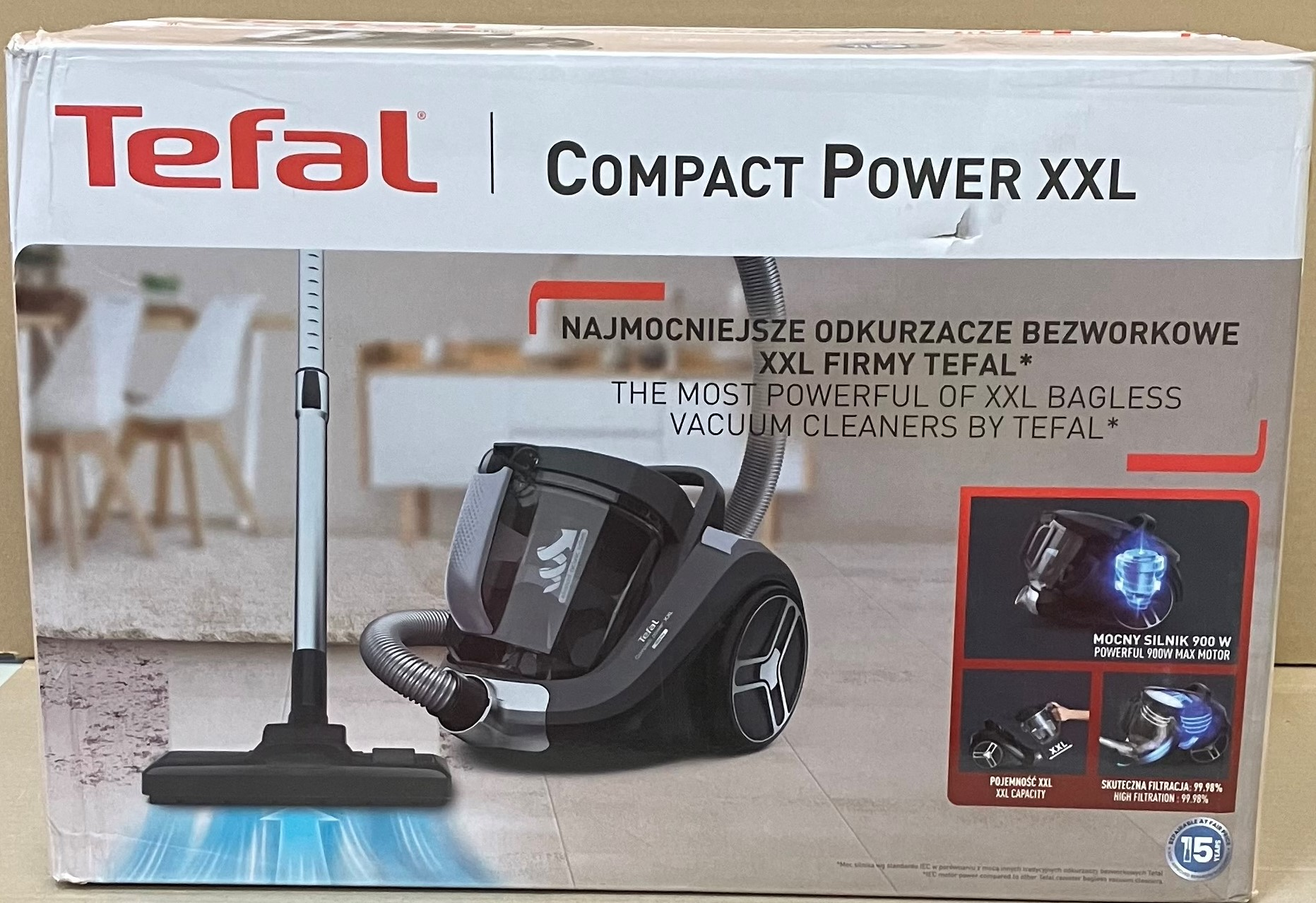OUTLET - Odkurzacz bezworkowy TEFAL Compact Power XXL Total Clean TW4B36EA Czarny