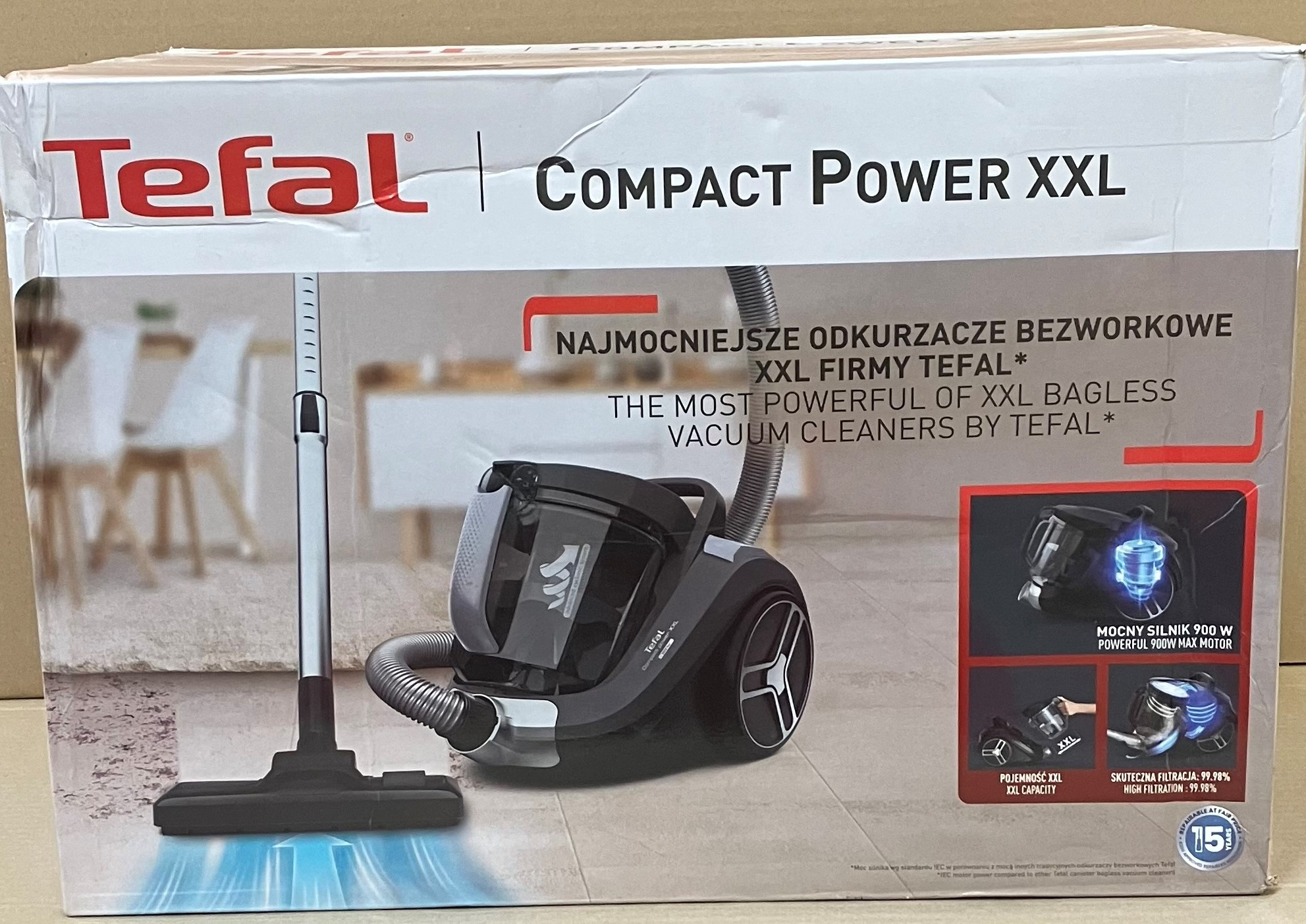 OUTLET - Odkurzacz bezworkowy TEFAL Compact Power XXL Total Clean TW4B36EA Czarny