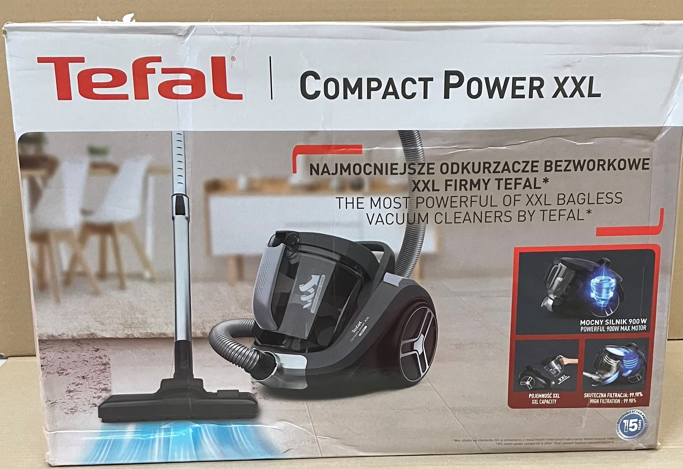 OUTLET-  Odkurzacz bezworkowy TEFAL Compact Power XXL Total Clean TW4B36EA Czarny