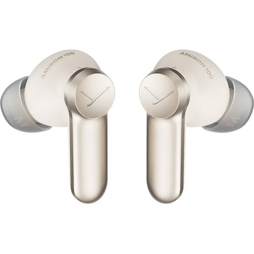 Dwa białe i srebrne słuchawki obok siebie na białej powierzchni. Widoczna marka Beyerdynamic.