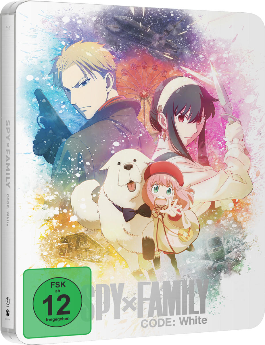 Anime-DVD-Hülle mit Charakteren von Spy x Family. Mit grünem FSK-Aufkleber.