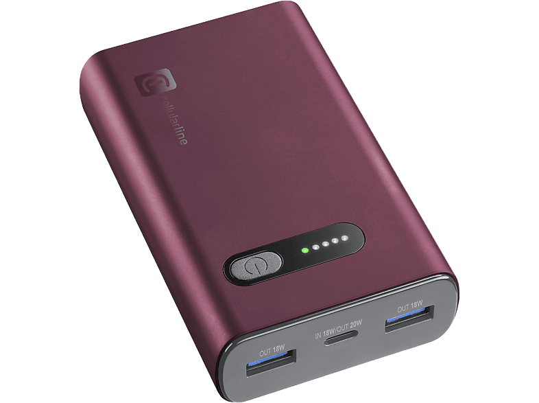 Powerbank - CellularLine FAST, 10000 mAh, 20W, USB-C, Rojo