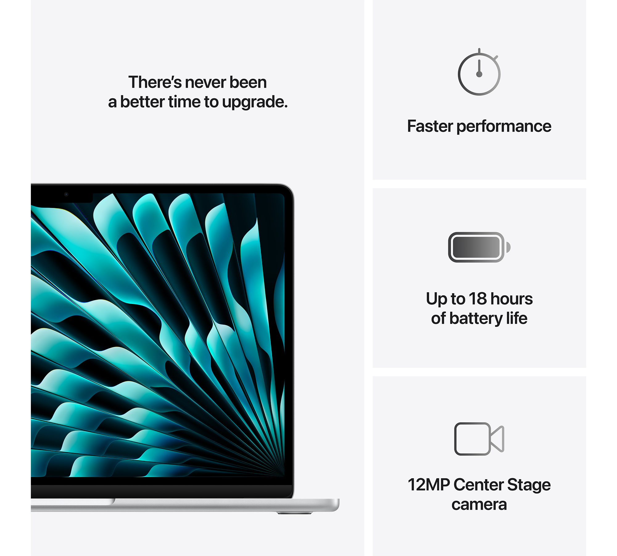 Laptop türkiz háttérrel és infografikákkal jobbra.