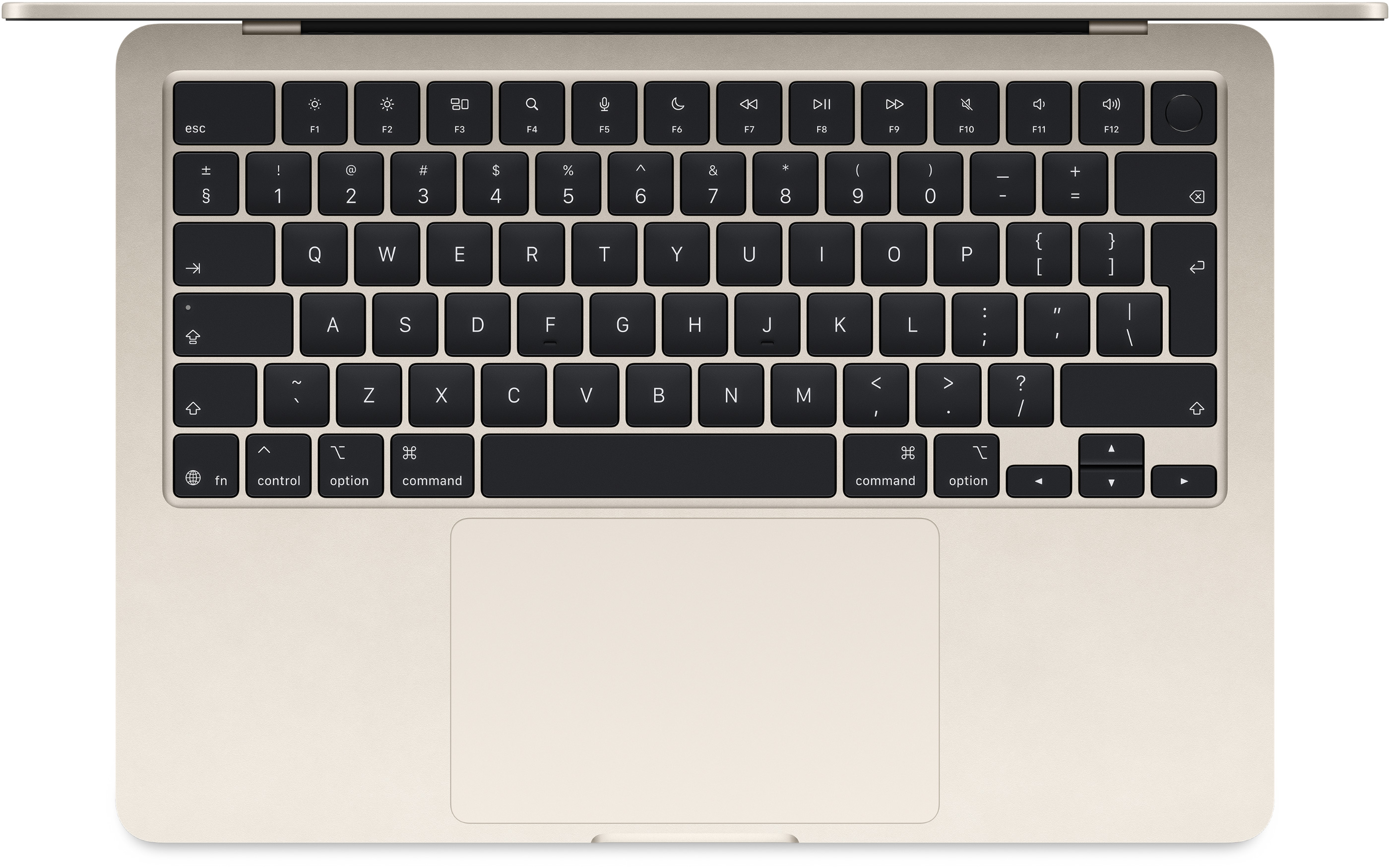Felülnézet egy laptop billentyűzetére és érintőpadjára.