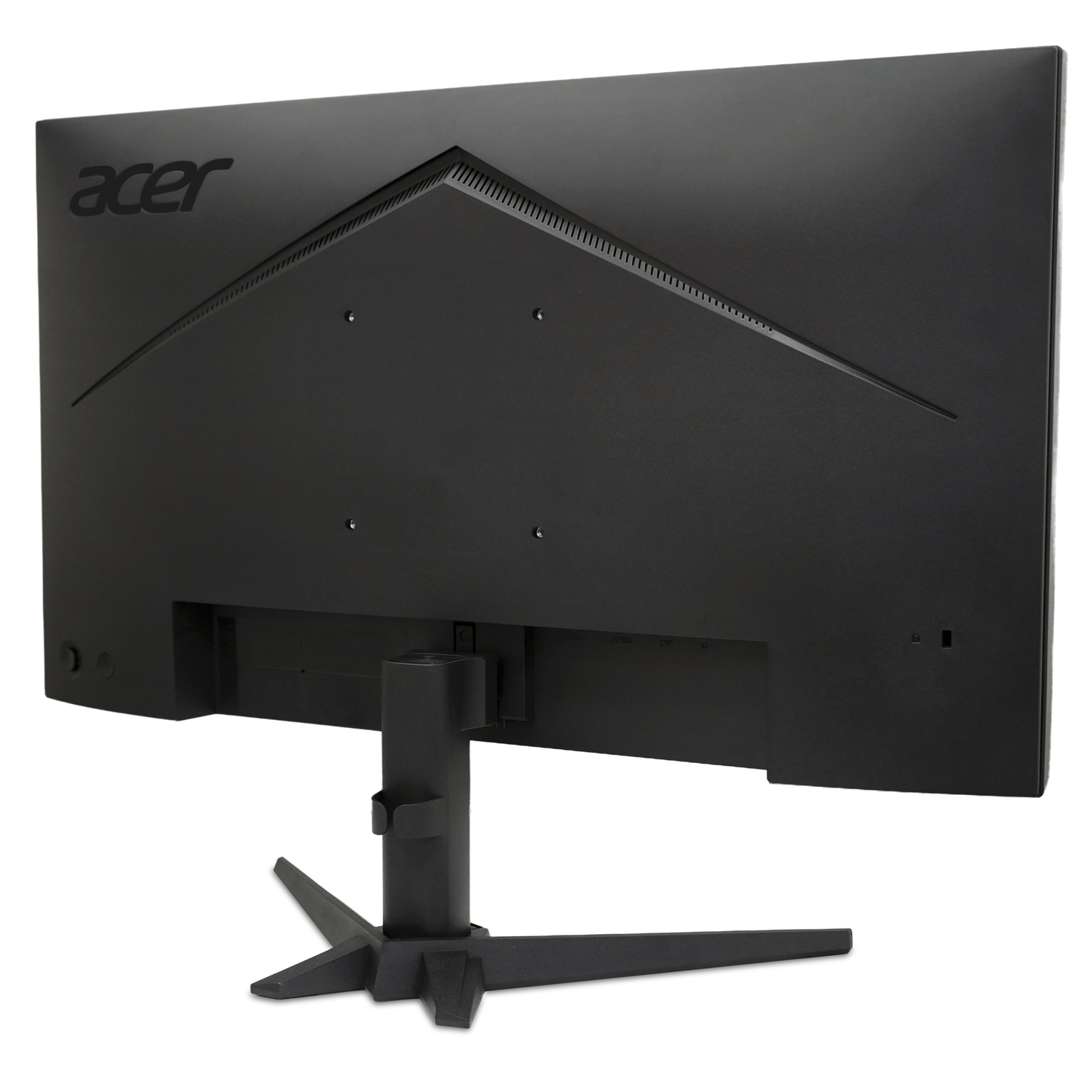 Vue arrière d'un moniteur Acer noir avec un support. Le logo Acer est en haut à gauche.