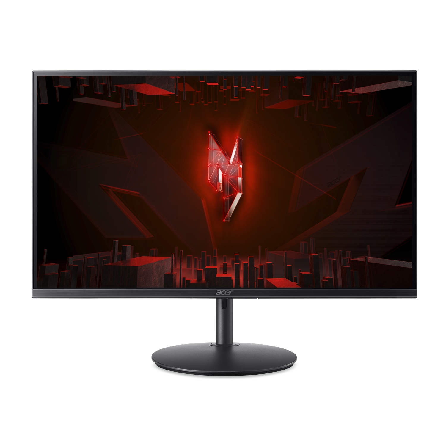 A black Acer Predator monitor with a red logo on a black stand.