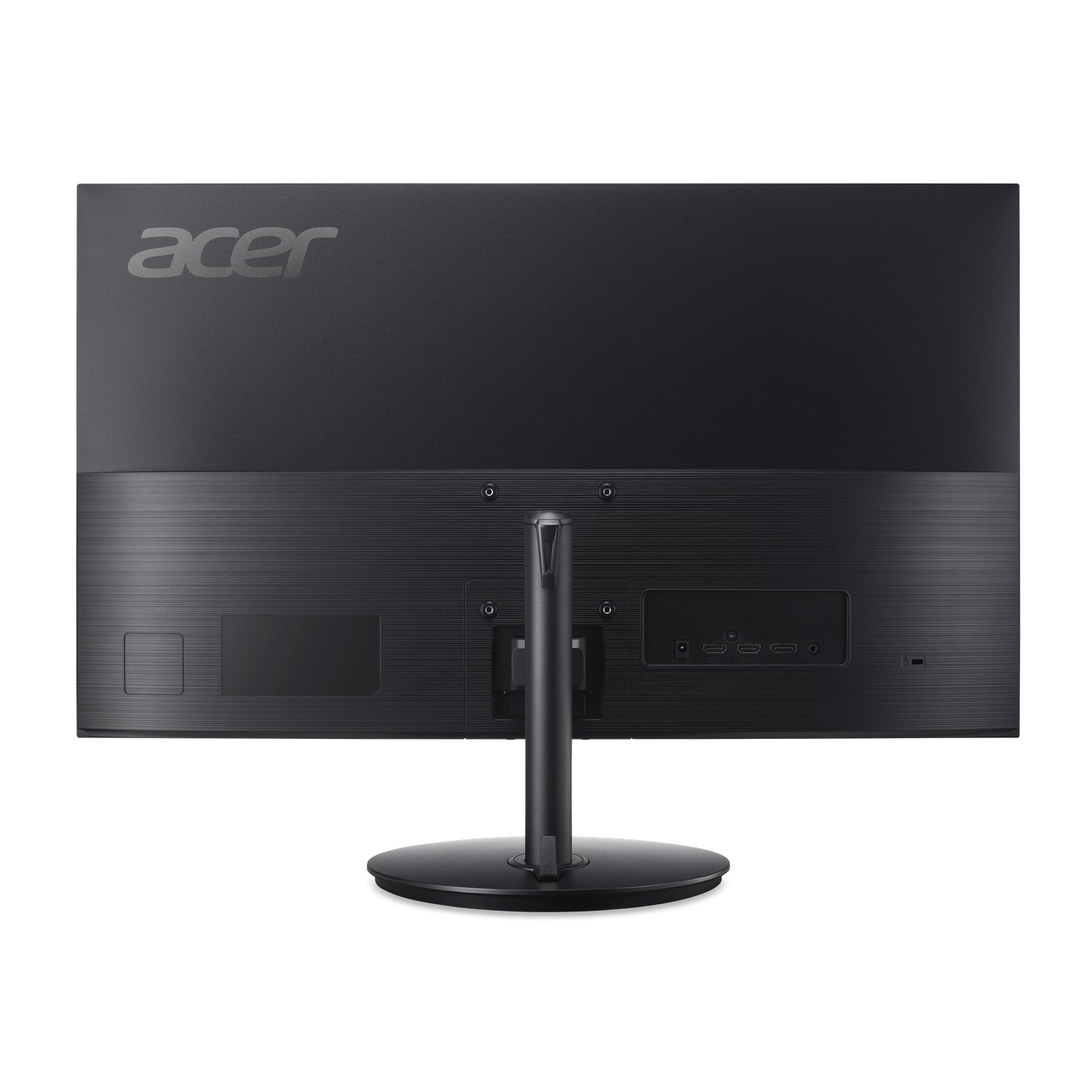 Black Acer monitor rear view, with ports and stand visible.