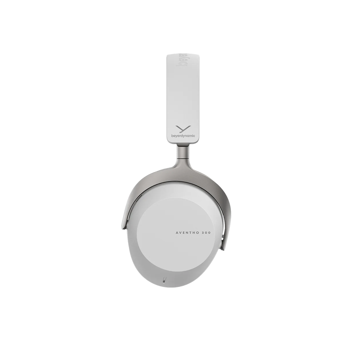 Auriculares blancos con la marca 'Beyerdynamic' en la diadema y 'AVENTHO 300' en la almohadilla.