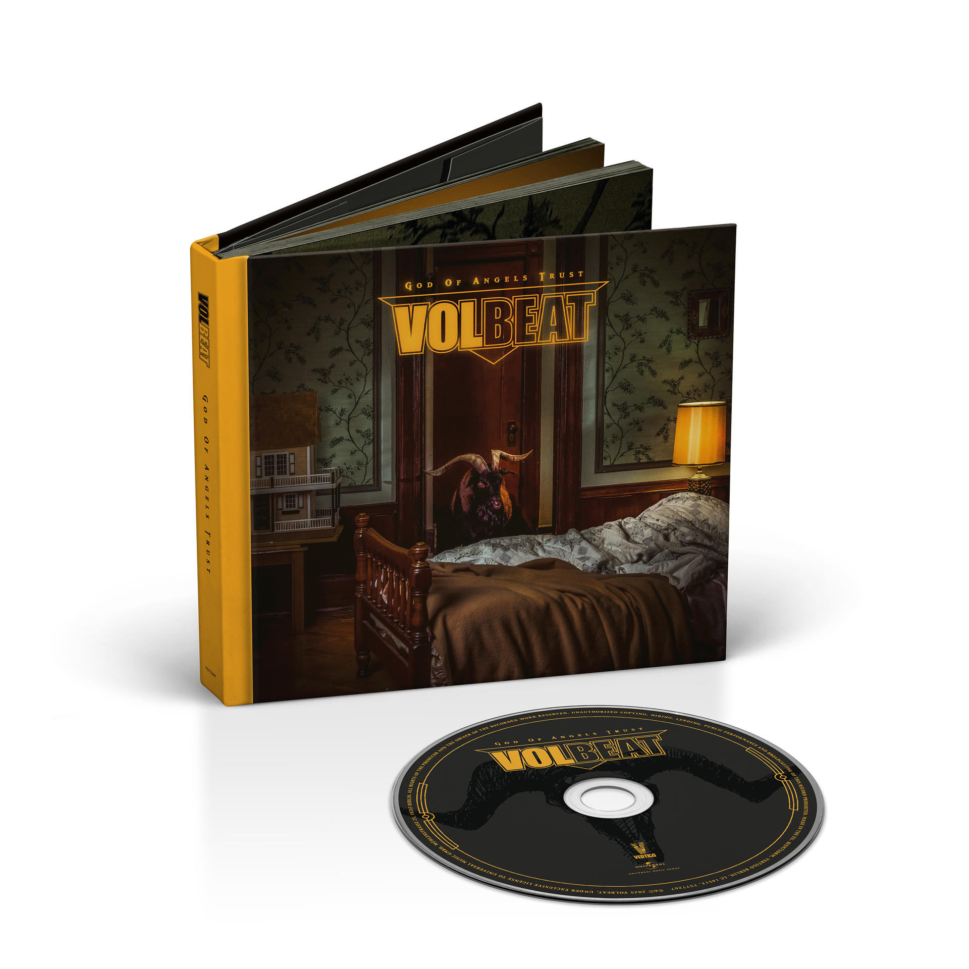 CD tok Volbeat album borítóval, ami egy ördögöt mutat a hálószobában.