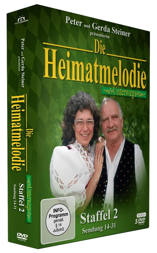 DVD-Box mit zwei Personen auf dem Cover. Titel 'Die Heimatmelodie'. Grüner Hintergrund.