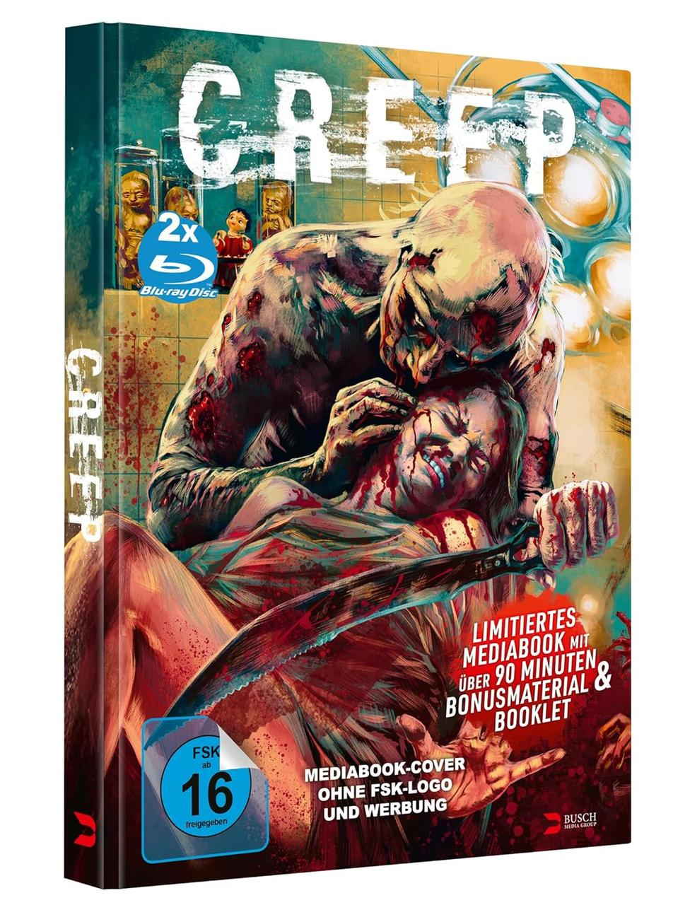 DVD-Cover mit einer Horrorszene: zwei Personen, eine mit Messer, viel Blut.