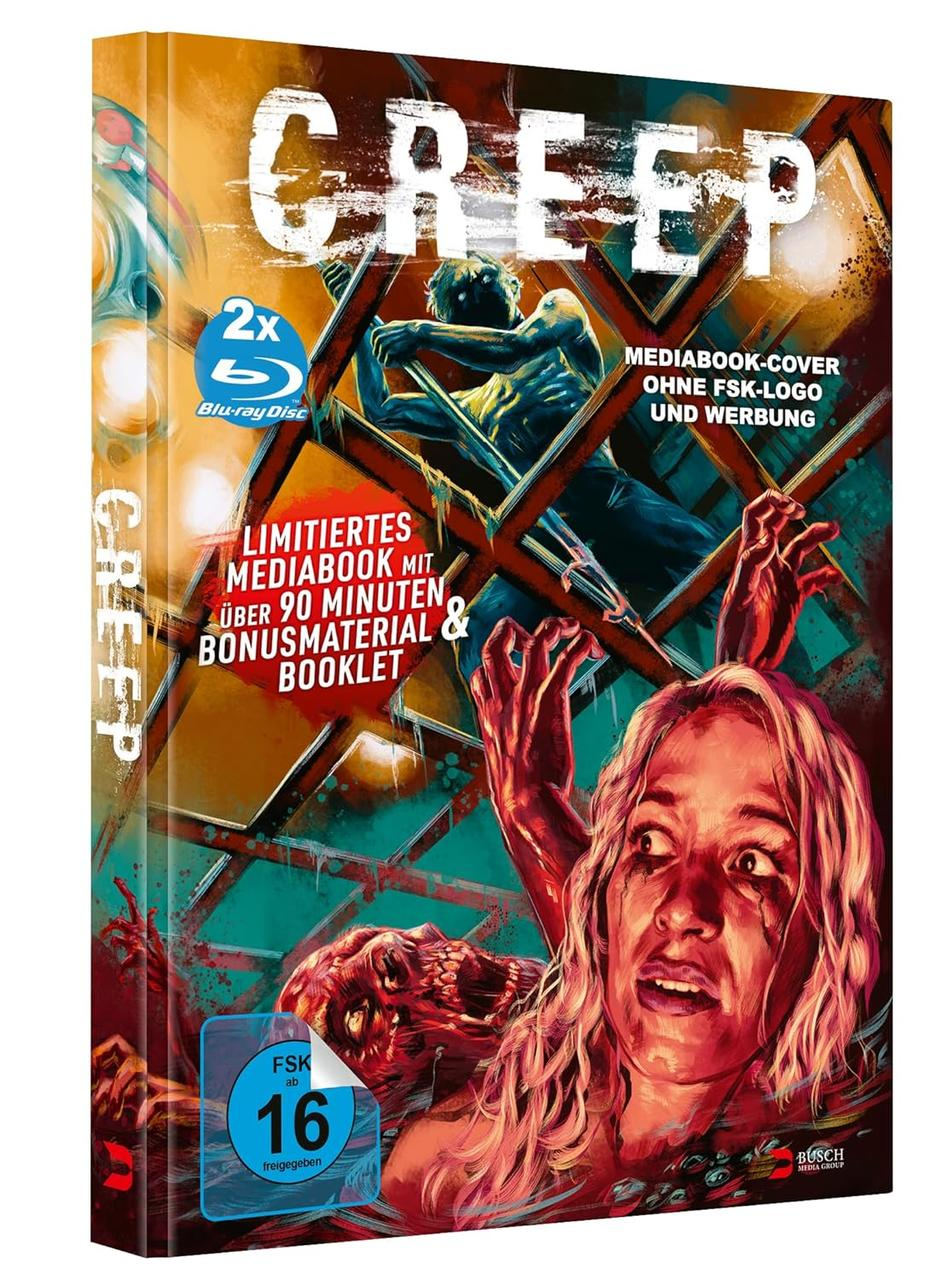 Filmcover für 'Creep' mit Horrorbildern und Text.