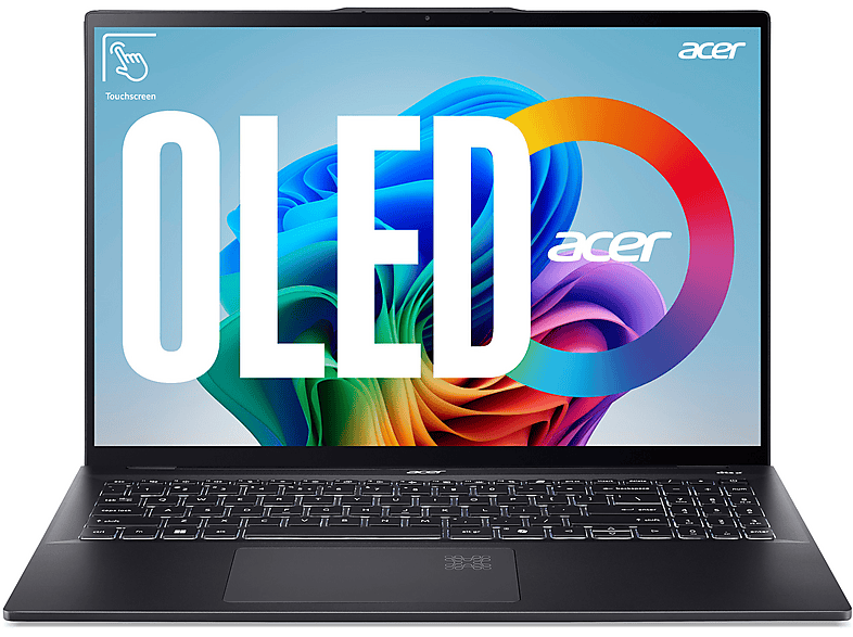 ACER Swift 16 AI OLED (SF16-51T-76UB) mit 120 Hz Display Tastaturbeleuchtung, EVO,, Notebook, Zoll Touchscreen, Intel® Evo™ Plattform, Core™ Ultra 7,258V Prozessor, 32 GB RAM, 1 TB SSD, Arc™ Onboard Graphics, Ice Black, Windows 11 Home (64 Bit)