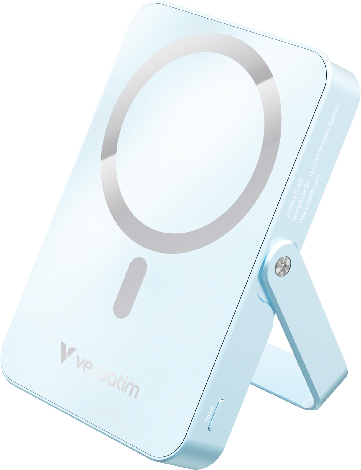 VERBATIM Charge 'n' Go Powerbank, kitámasztó, Qi vezeték nélküli töltés, USB-C, 10000 mAh, kék (32266)