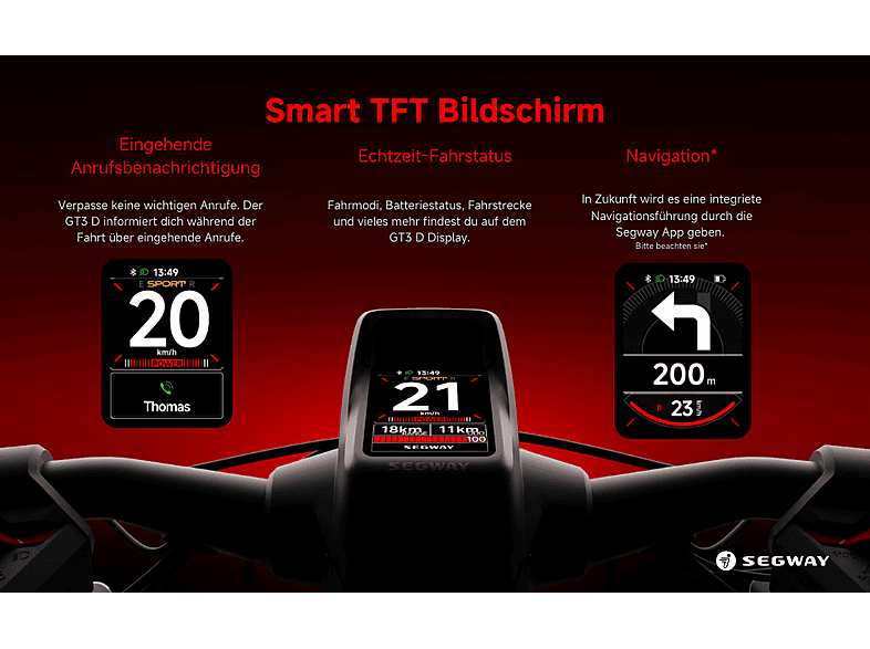 SEGWAY GT3 E-Scooter (11 Zoll, Schwarz - Silber Rot)