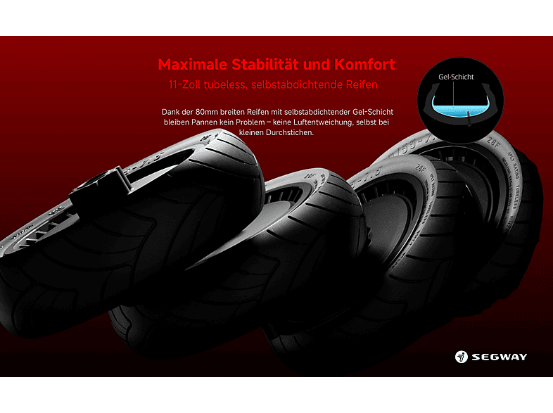 SEGWAY GT3 E-Scooter (11 Zoll, Schwarz - Silber Rot)