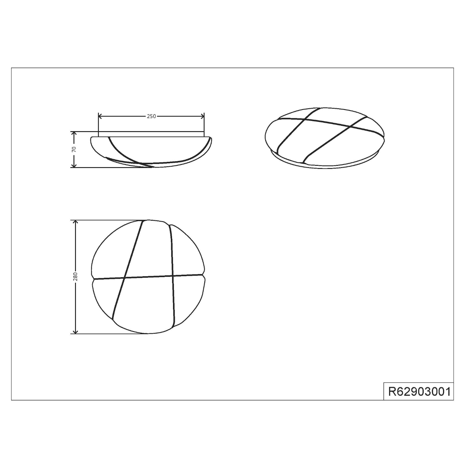 Disegno tecnico di un design con dimensioni.