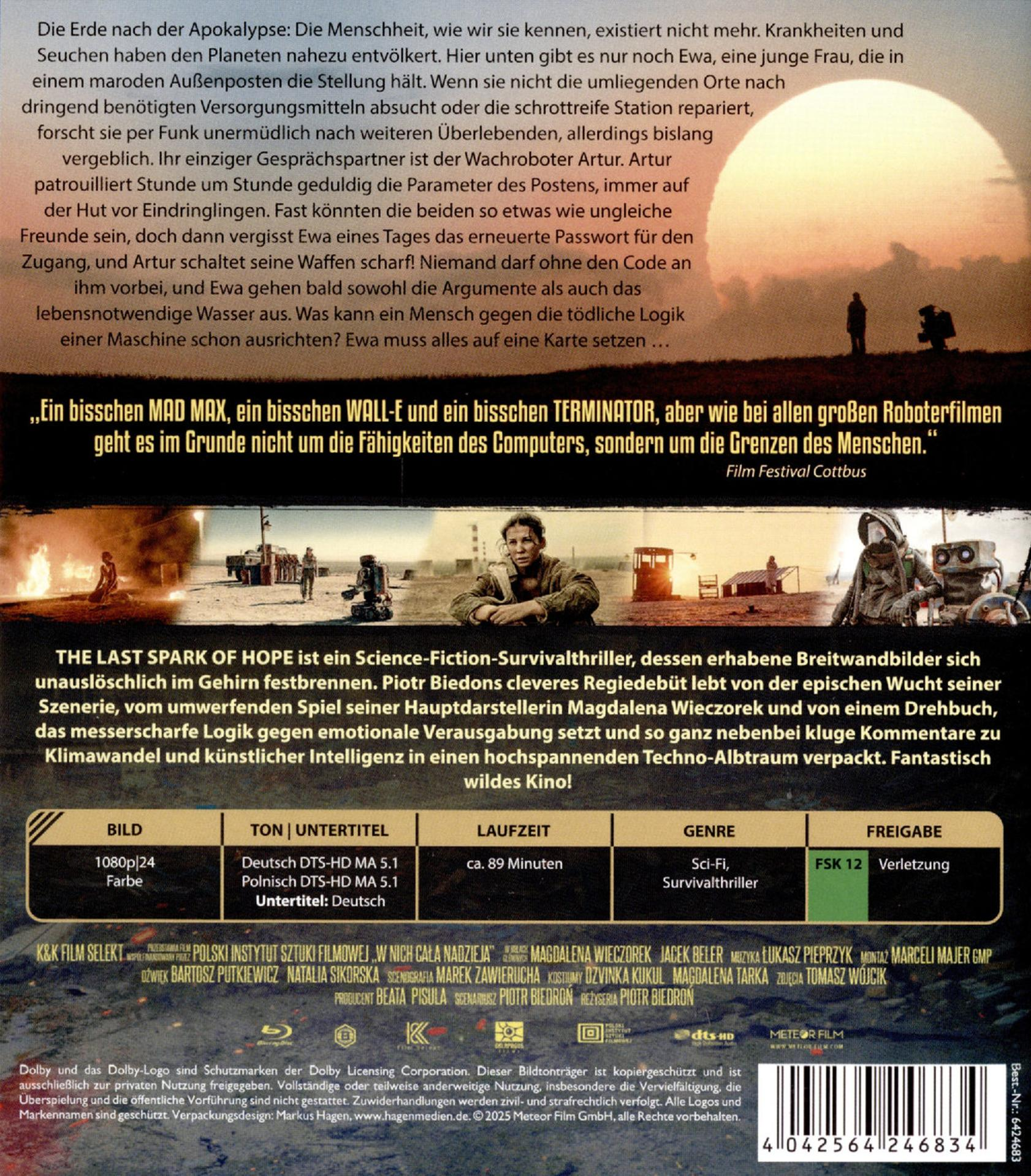 Filmposter mit Text und Bildern von Menschen, einem Sonnenuntergang und einem Science-Fiction-Thema.