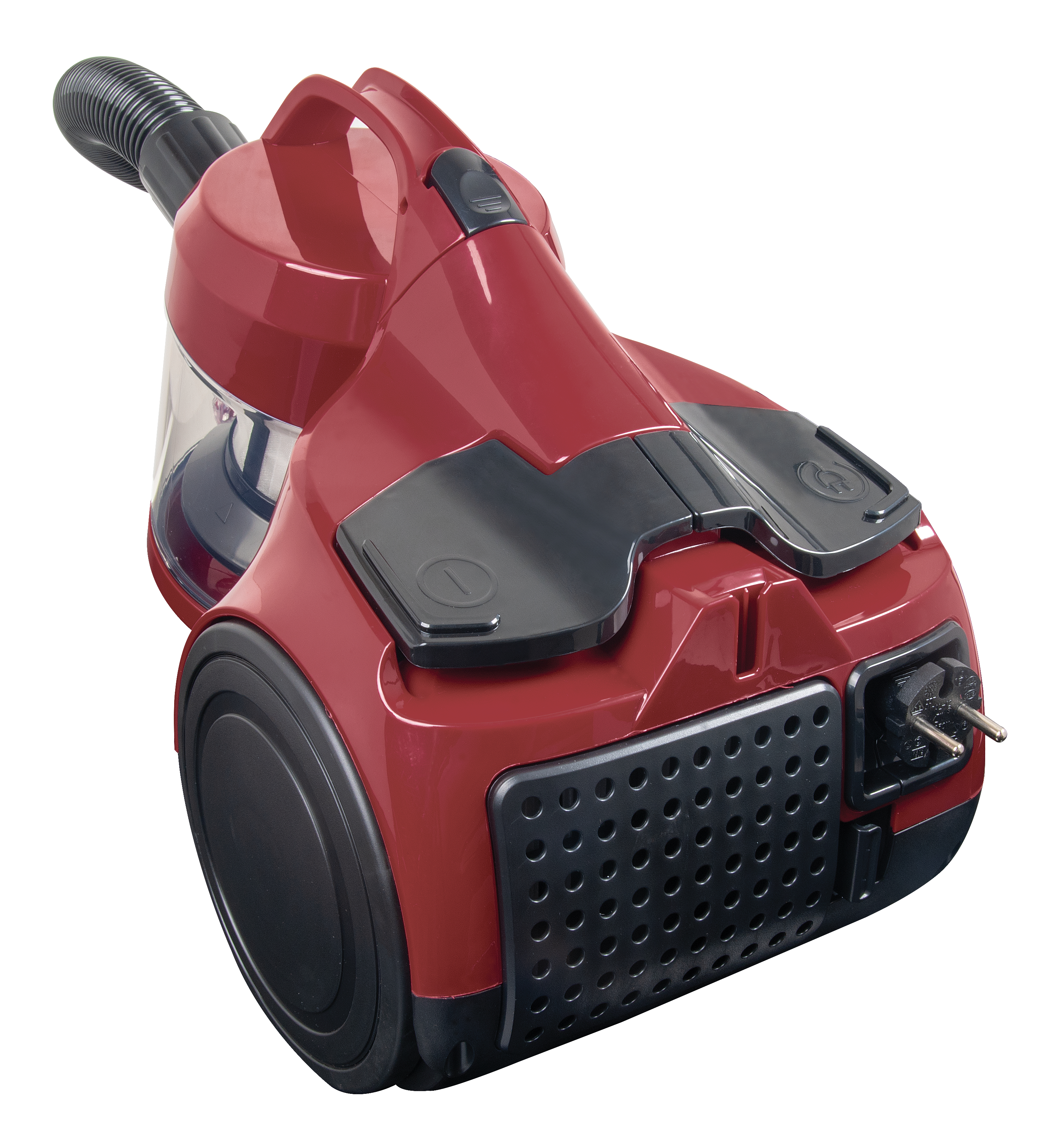 Die Hand einer Person, die einen schwarzen Insta360 Selfie-Stick mit Handschlaufe auf weißem Hintergrund hält.