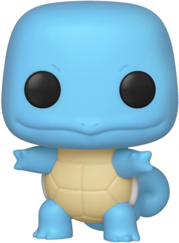 Funko Pop! Squirtle Figur, ein blauer Pokémon-Charakter mit großen schwarzen Augen und einem beigen Bauch.