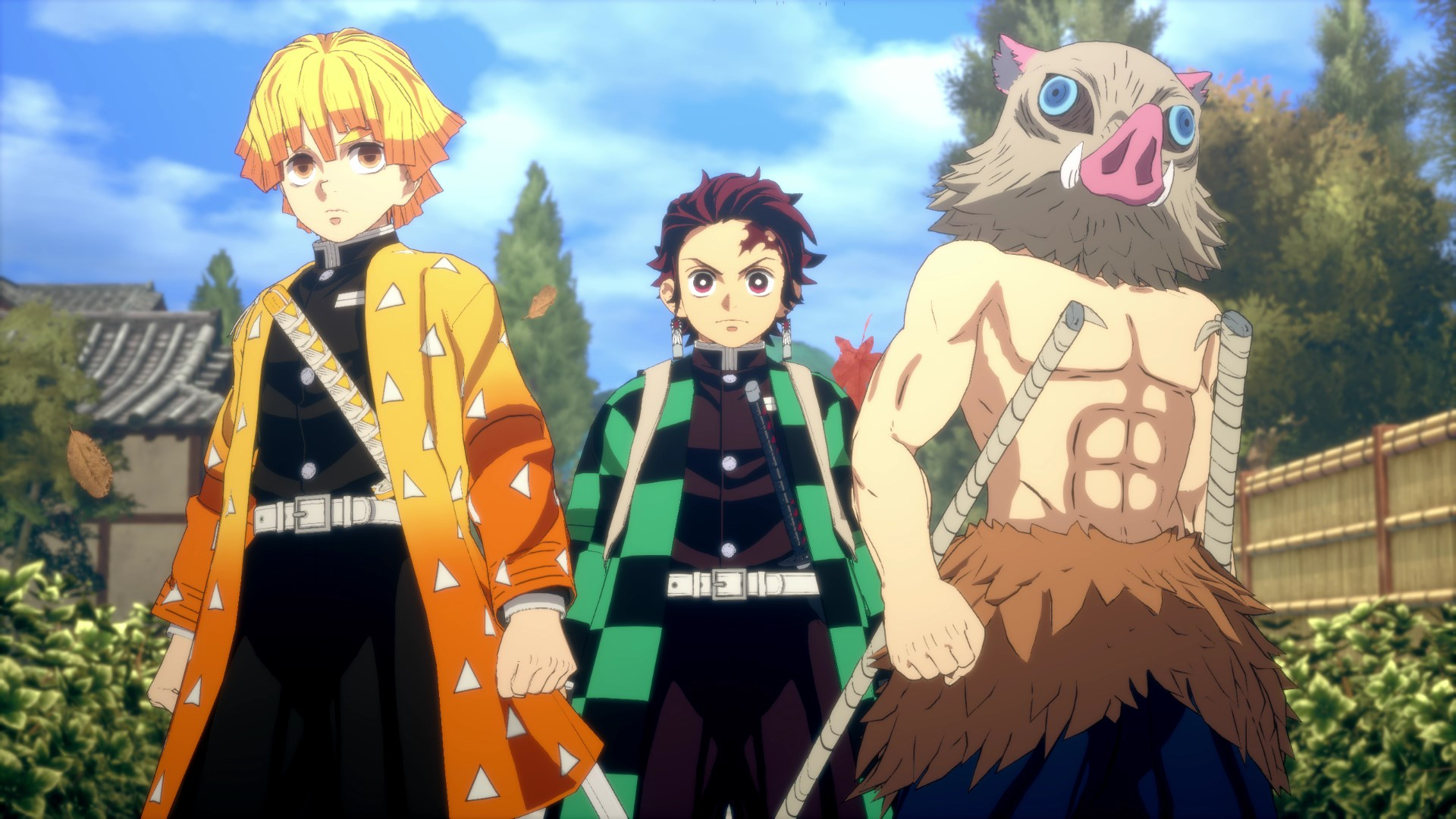 Trois personnages d'anime ensemble, un avec des cheveux et un manteau jaunes.