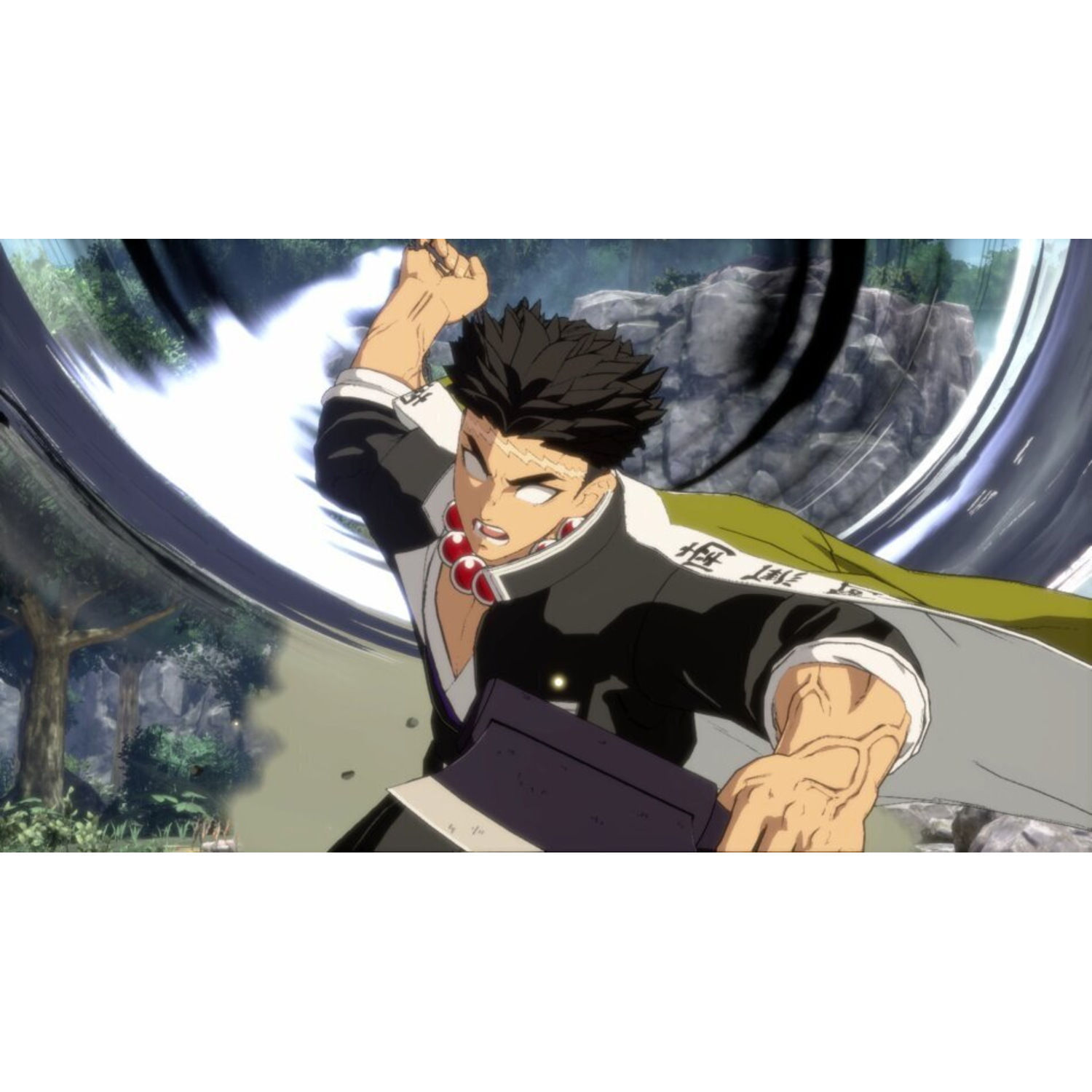Anime character with black hair and a green and black outfit. He is holding a sword.
