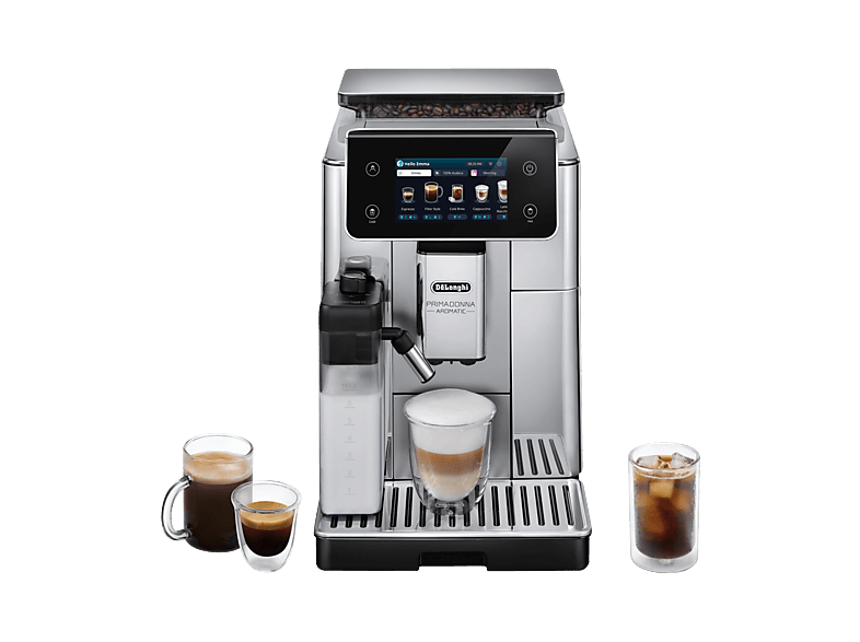 DELONGHI Primadonna Aromatic ECAM630.55.SSM - über 35 heiße und kalte Rezepte, Cold Brew, 4 Profile, Kaffeevollautomat Edelstahl gebürstet glänzend