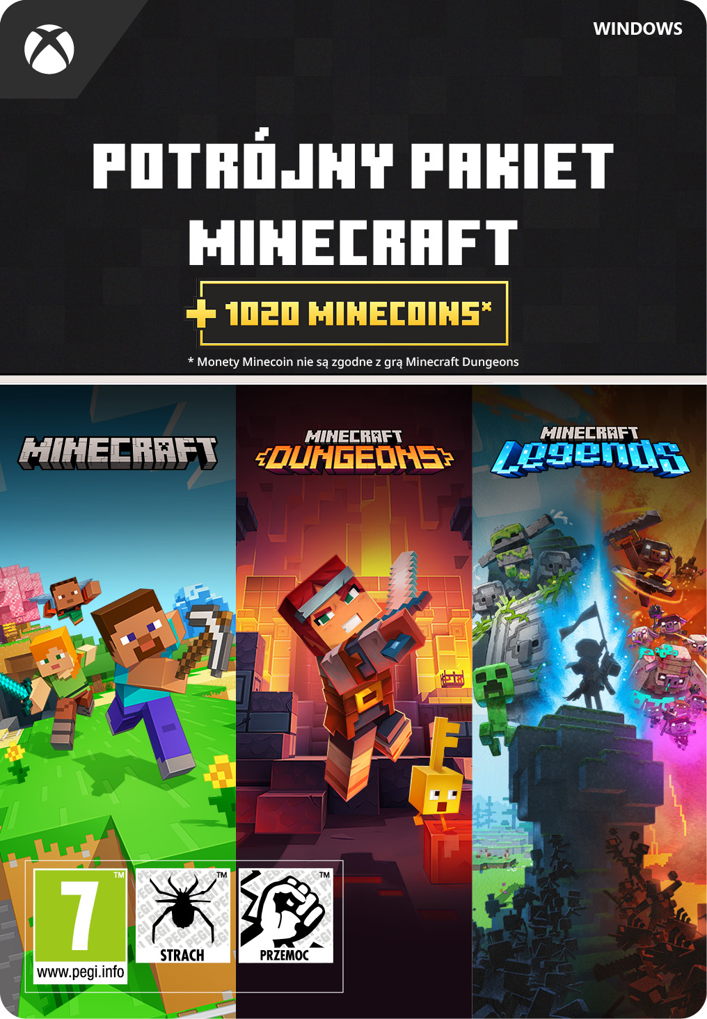Kod aktywacyjny MICROSOFT Gra PC Minecraft Triple Bundle