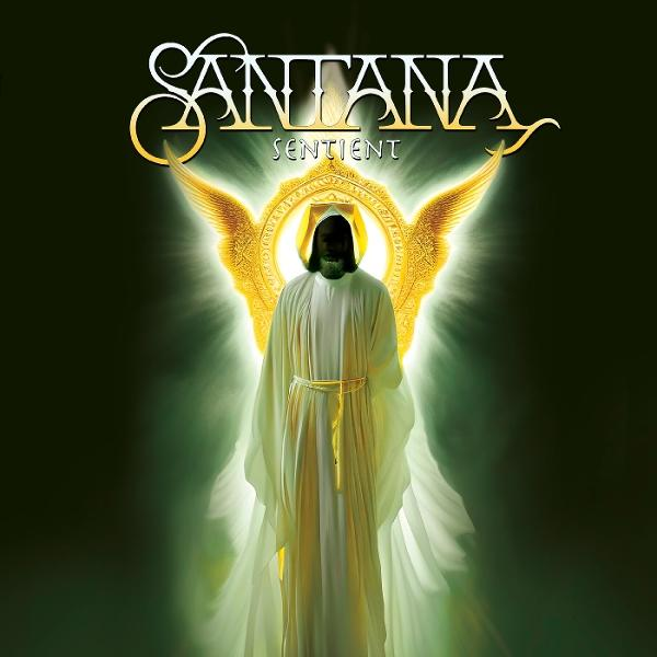 Santana album borítója. Egy személy glóriával és szárnyakkal.