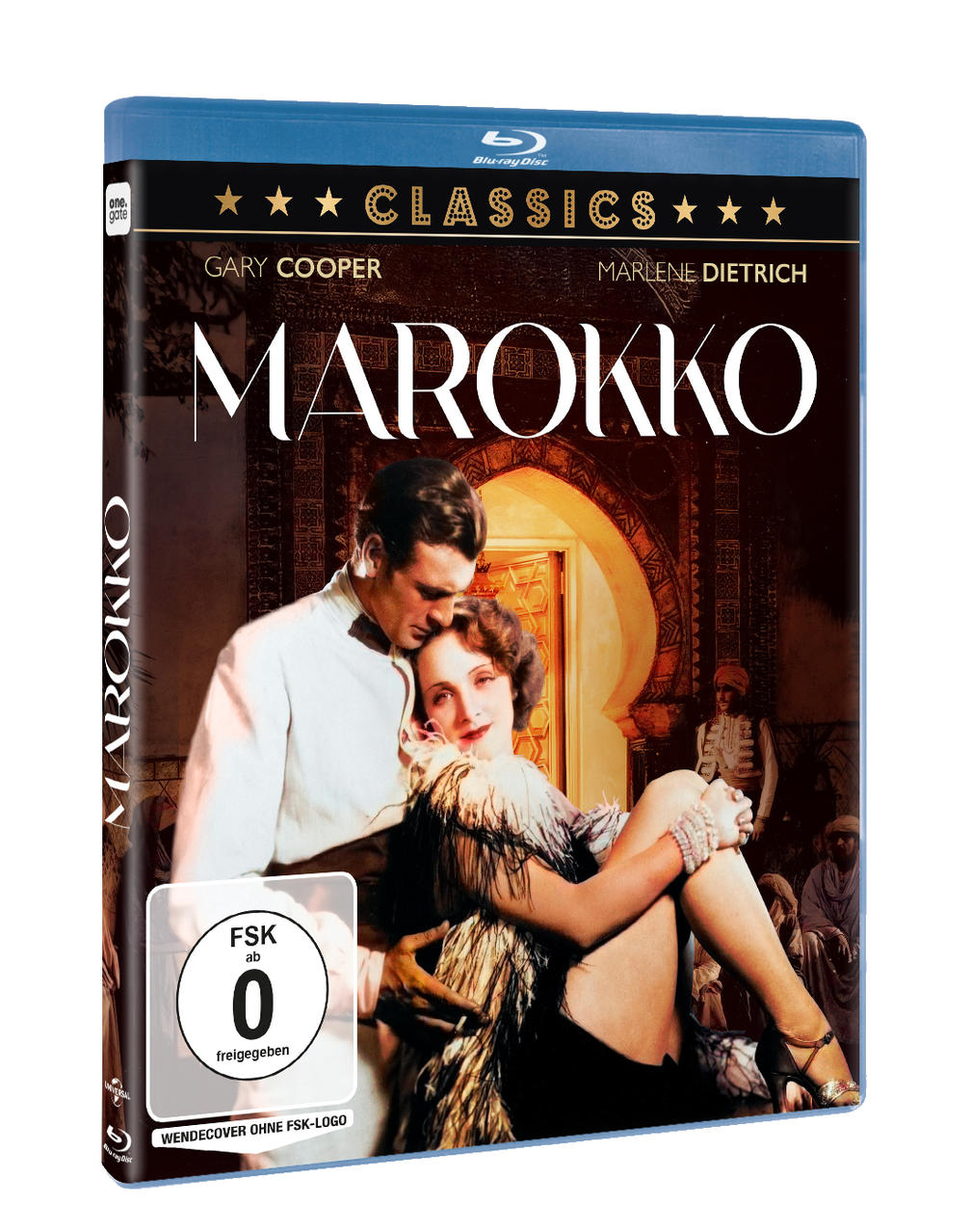 Filmcover mit Gary Cooper und Marlene Dietrich. Der Titel lautet Marokko.