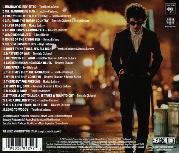 Die Rückseite einer CD mit einem Mann und einer Liste der Songtitel.