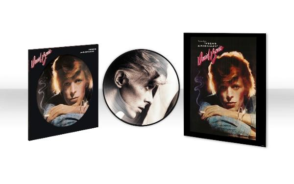 Pochette d'album de David Bowie : Album et vinyle avec des portraits de lui.