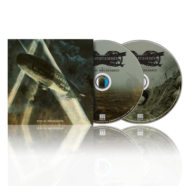 Album-Set: Zwei CDs und Albumcover mit Zeppelin-Illustration und Text.