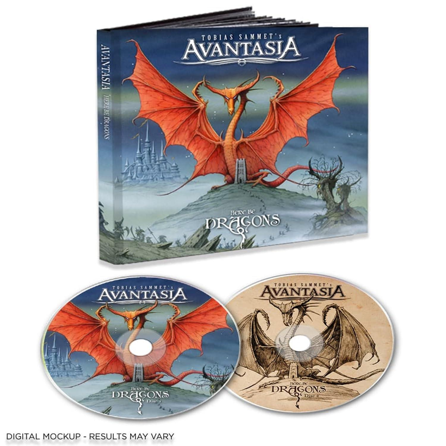Albumcover. Ein Drache vor einer Burg. Zwei CDs. Digitales Mockup.