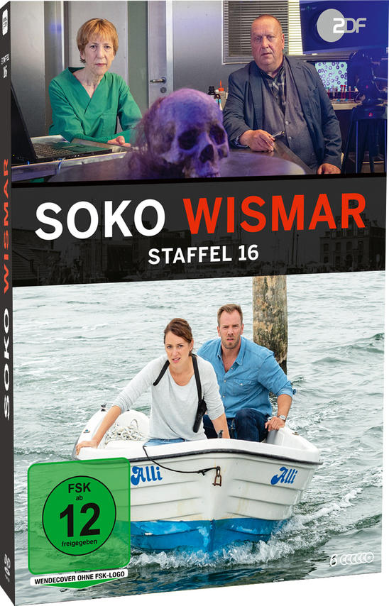 DVD-Hülle für SOKO Wismar Staffel 16, mit Schauspielern in einem Boot.