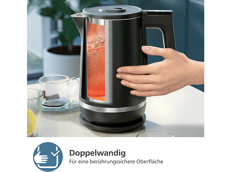 Philips HD9396/90 7000 Series Doppelwandiger Wasserkocher (Schwarz, 1.7 l, 2200 Watt) — Foto 4 von 5