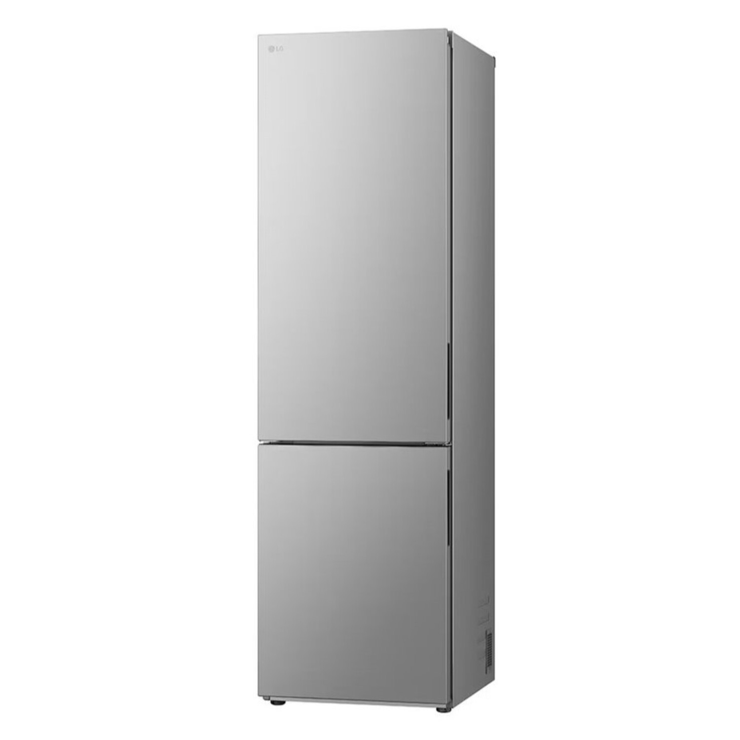 Un réfrigérateur LG argenté avec deux portes.