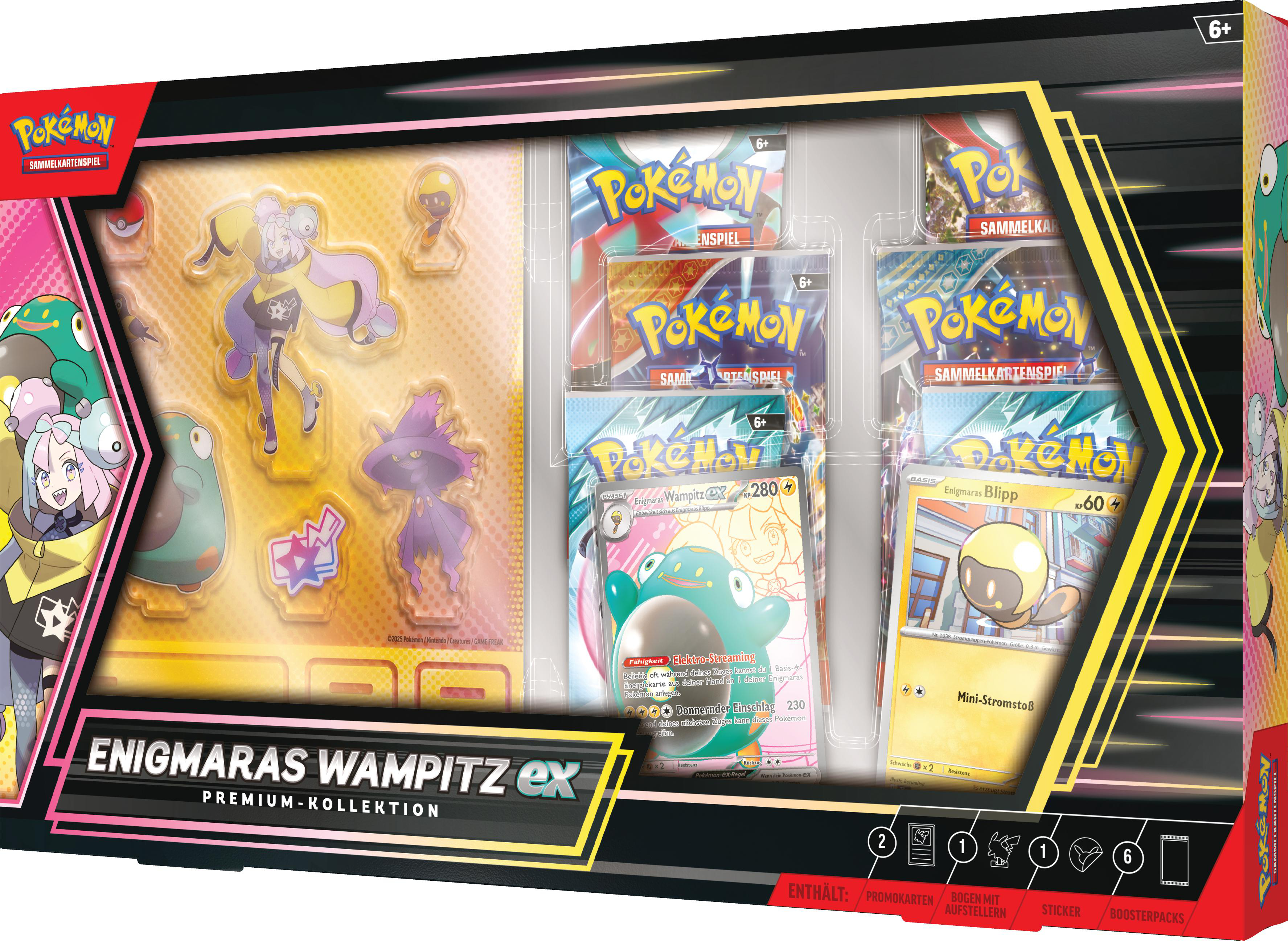 Pokémon-Kartenspiel-Box-Set mit Karten, Figuren und Werbeartikeln.
