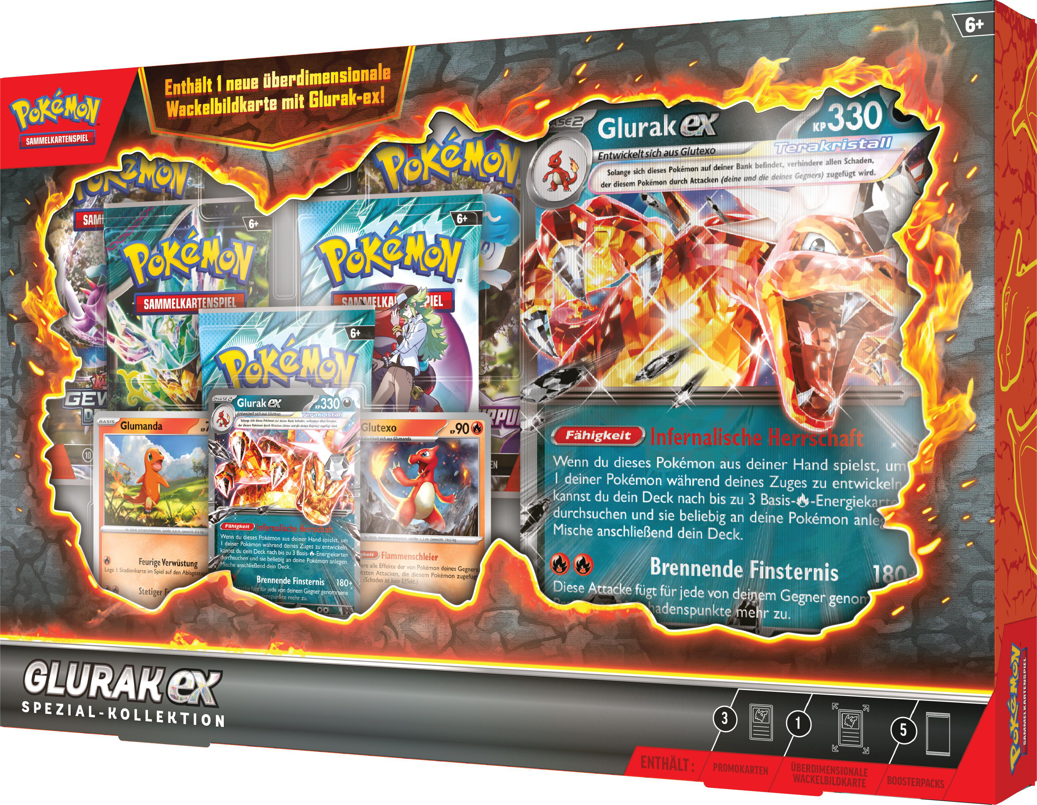 Ein Pokémon-Kartenspiel-Set. Es enthält Karten, Boosterpacks und Werbematerialien.