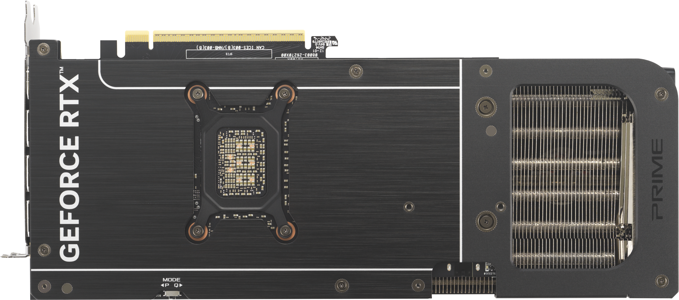 Gros plan sur une carte graphique noire avec trois ventilateurs et GEFORCE RTX.