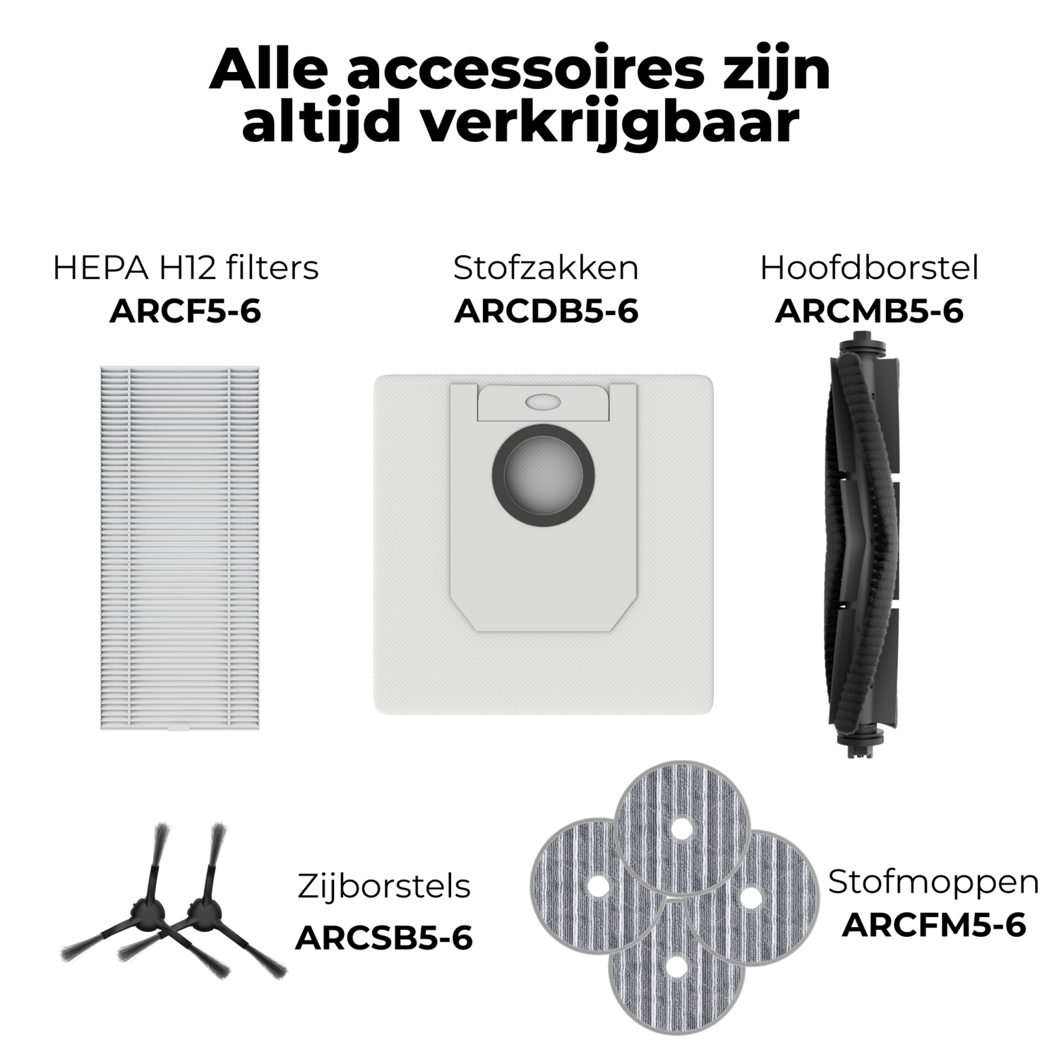Image with text and accessories for a vacuum cleaner, including filters, bags, and brushes.
