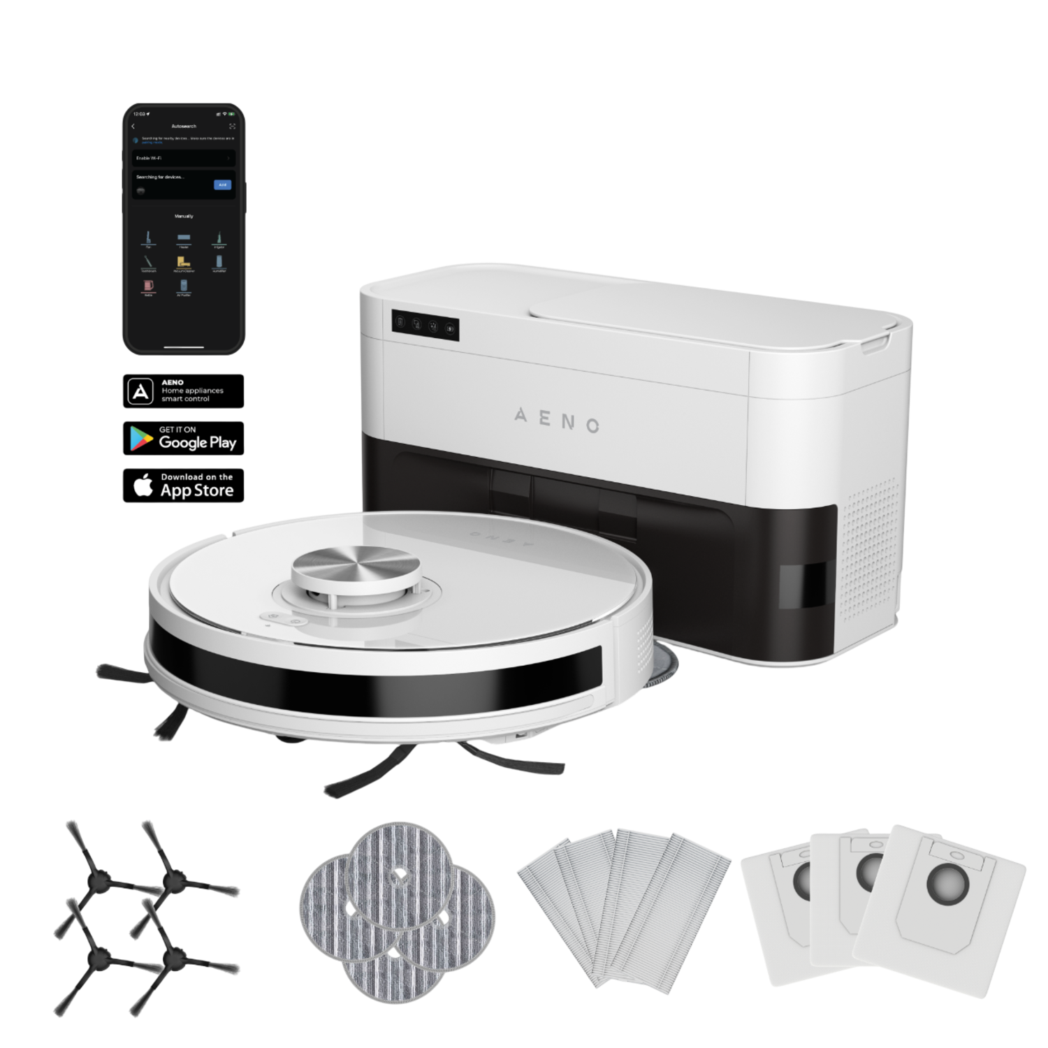 Aeno Arc0006s Robotstofzuiger Met Dweilfunctie Wit