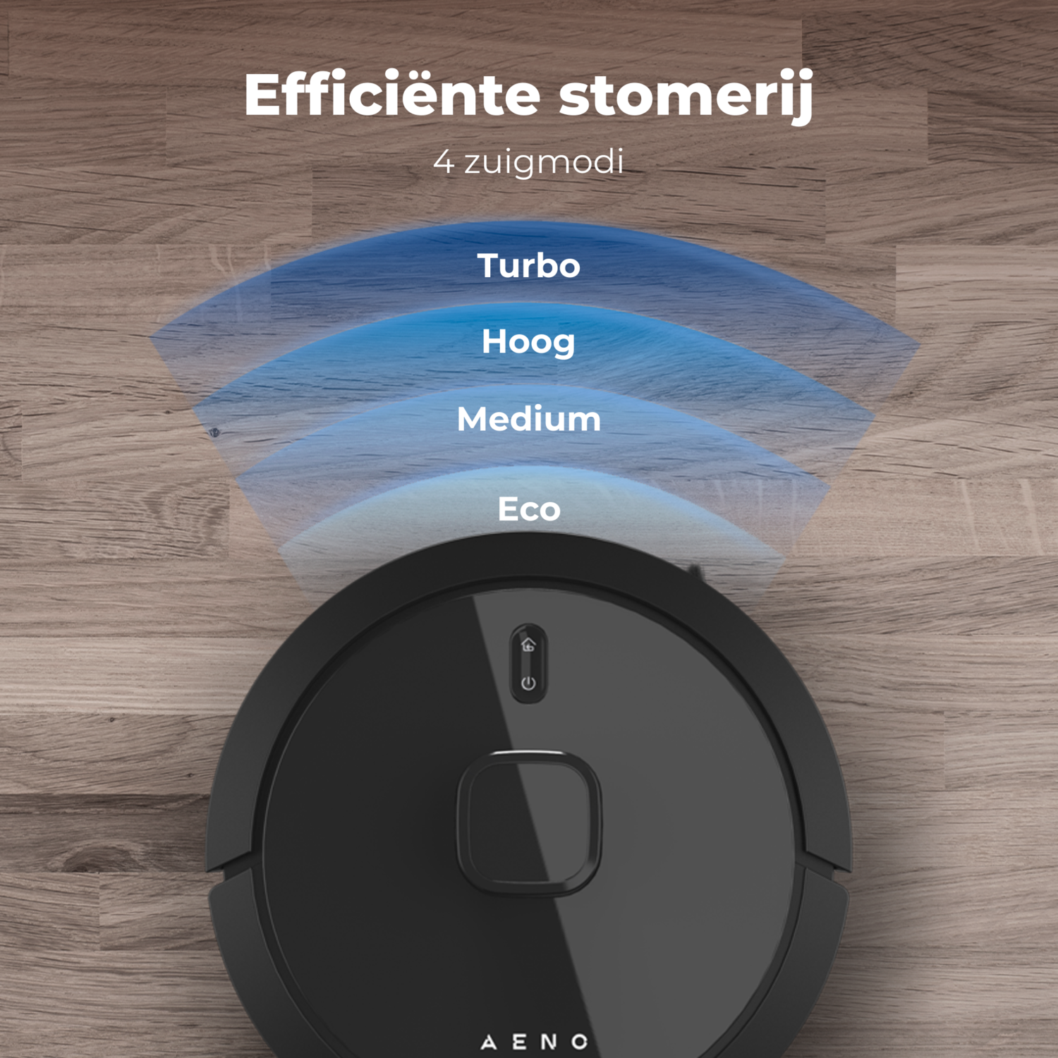 Robotic vacuum cleaner with vacuum modes indicated above.
