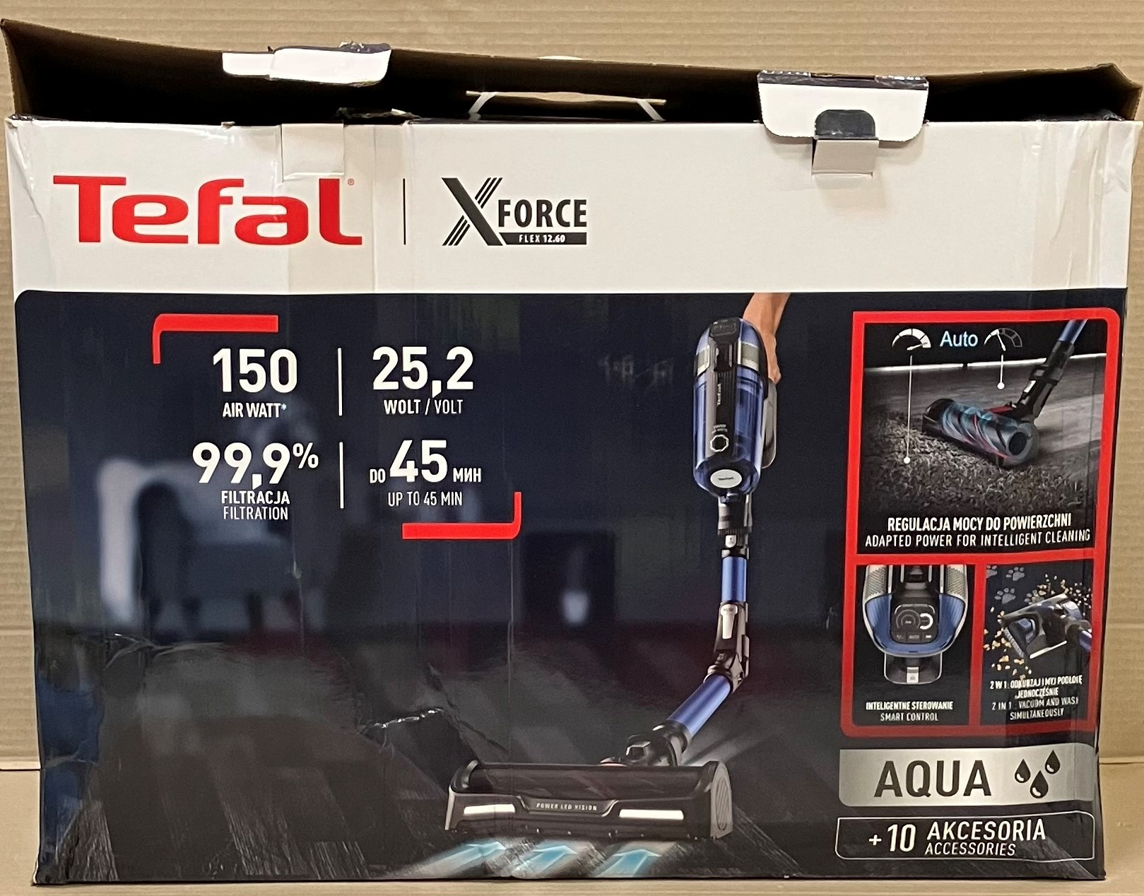 OUTLET - Odkurzacz bezprzewodowy TEFAL TY98C0WO X-FORCE FLEX 12.60 AQUA Granatowo-czarny